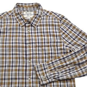 Madewell Double Weave Perfect Long-Sleeve Shirt Men's Yellow Blue Plaid‎ Small